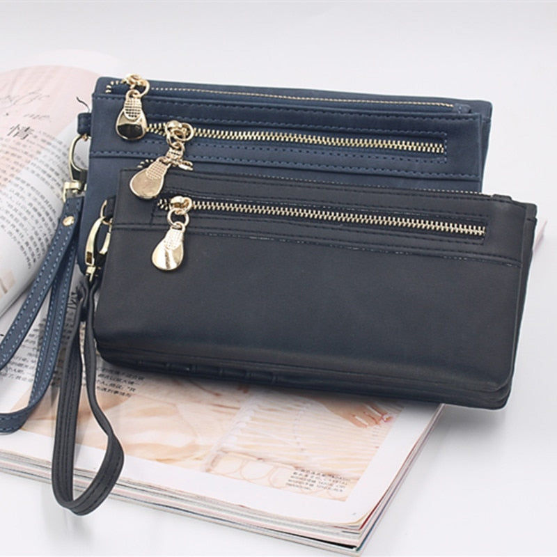 Cartera larga esmerilada Vintage para mujer 6