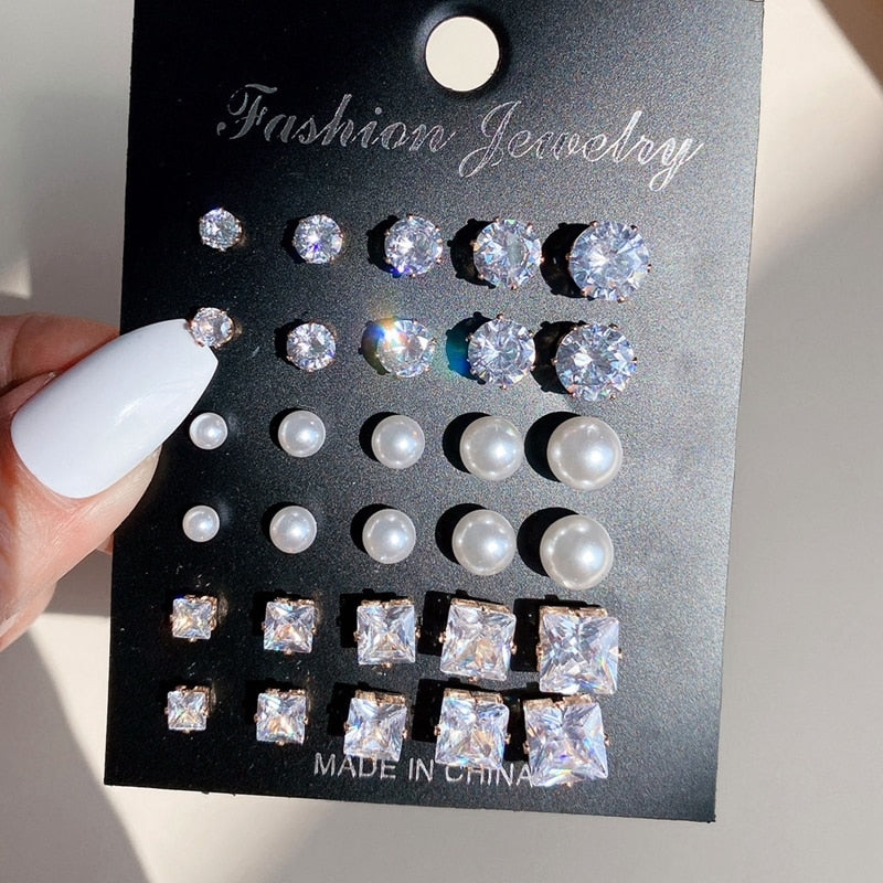 Juego De Pendientes De Boda Brillantes Joyería De Cristal