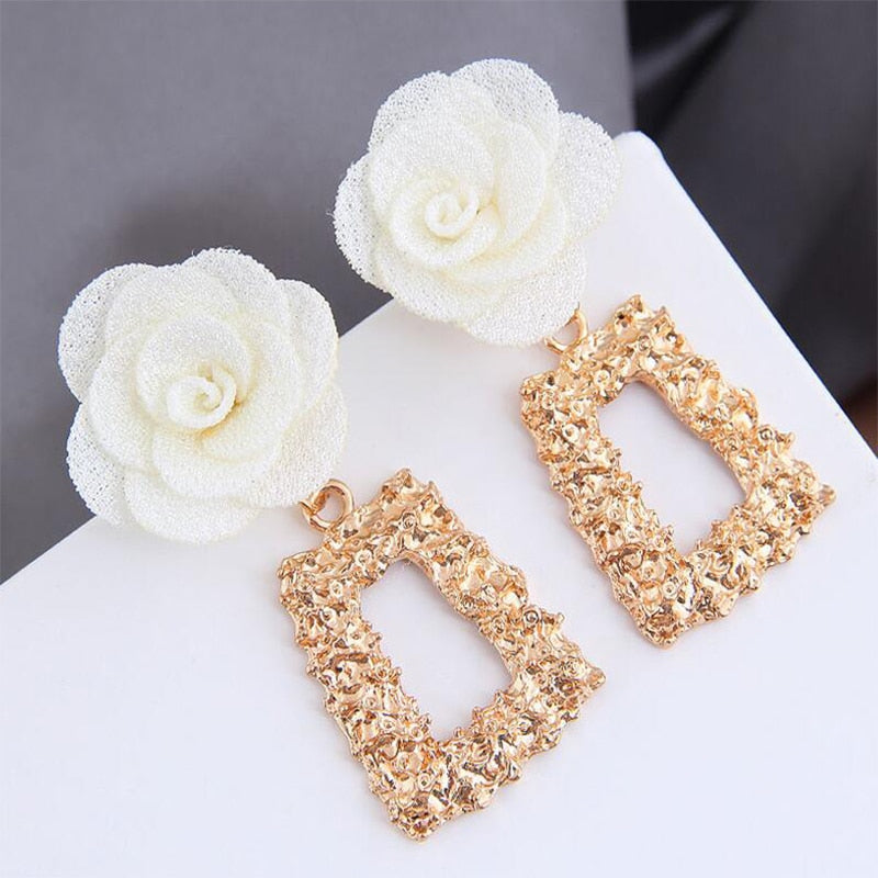 Pendientes Colgantes De Flores Aretes Largos Geométricos