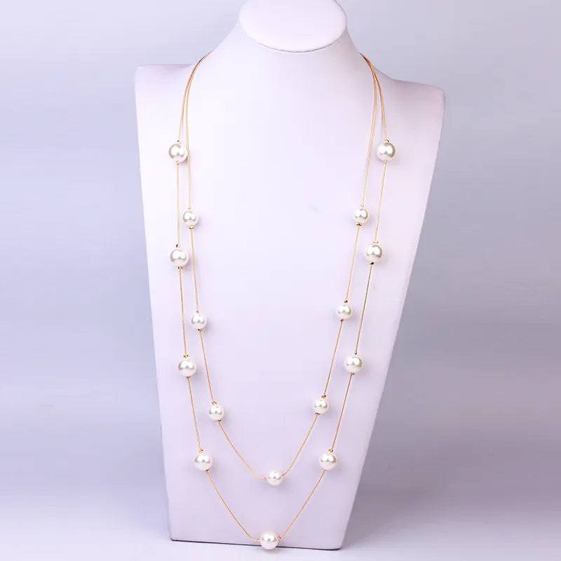 Collares De Cadena De Oro Cadena Larga Con Cuentas De Cristal, Corazón