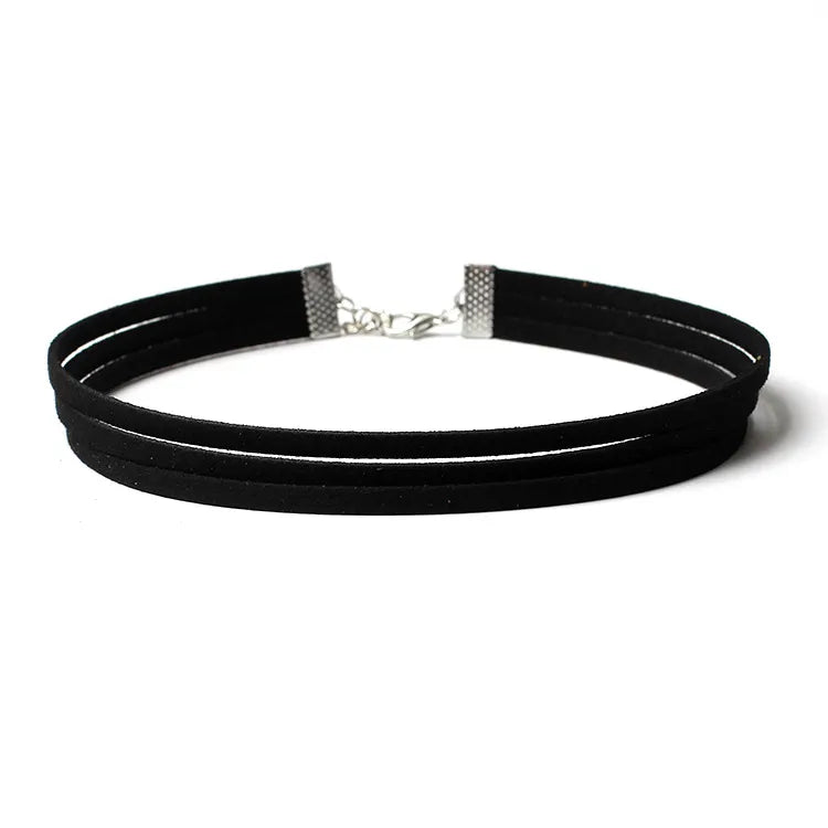 Gargantilla De Terciopelo Negro Gótico Collares De Cuerda De Estilo Gótico