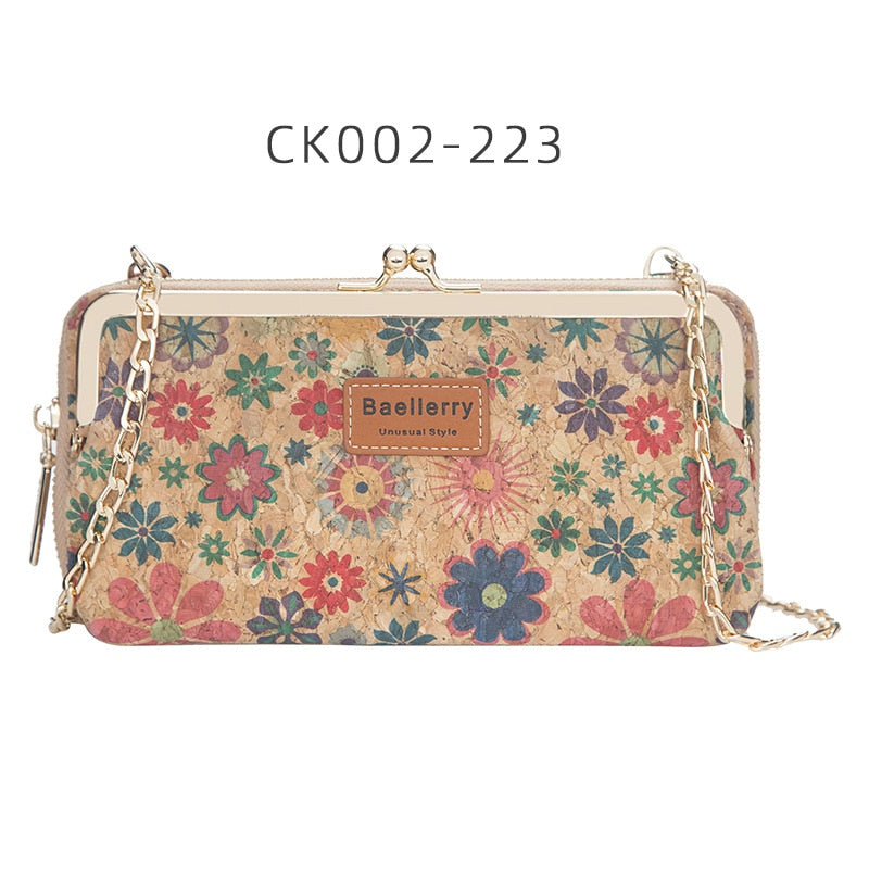 cartera femenina clásica con cremallera, soporte para teléfono de alta calidad