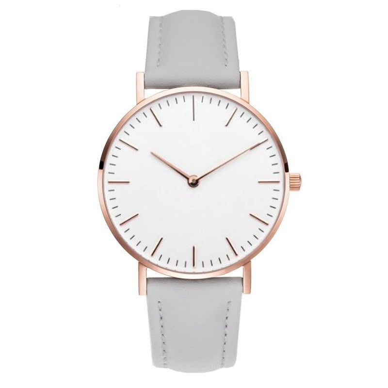 Reloj de cuero de lujo para mujer, pulsera de cuarzo Simple
