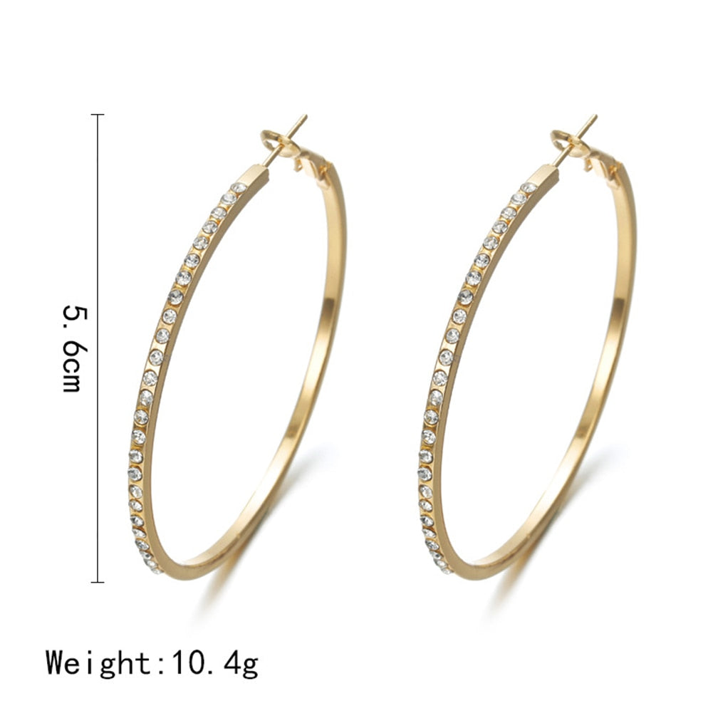 Pendientes De Aro Con Diamantes De Imitación Aretes Circulares 3