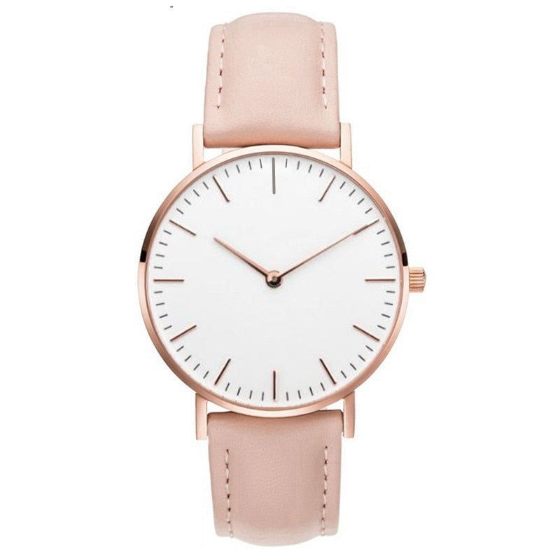 Reloj de cuero de lujo para mujer, pulsera de cuarzo Simple