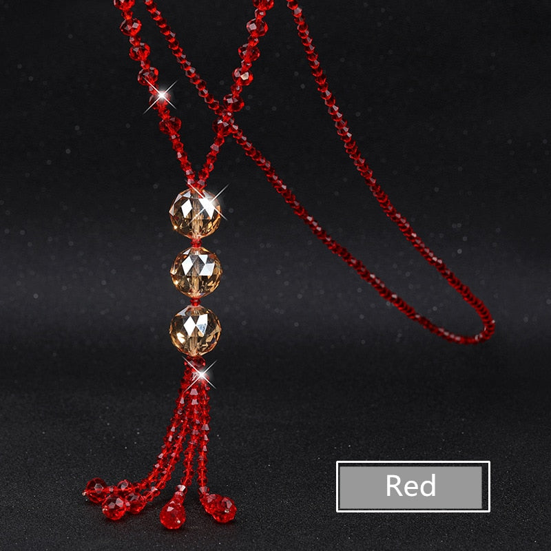 Collar De Hilo De Cuentas De Cristal Brillante