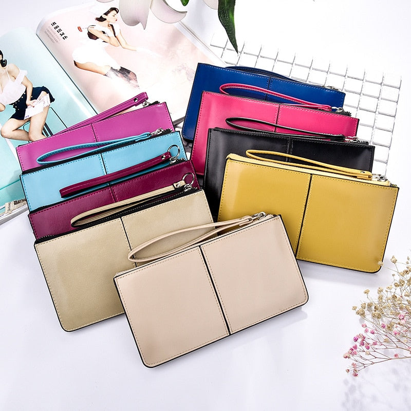 Cartera de mano de cuero con cera de aceite para mujer 4