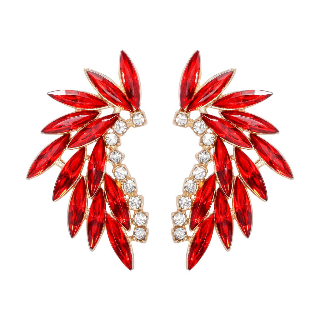 Pendientes De Gota En Forma De Ala De Cristal Rosa
