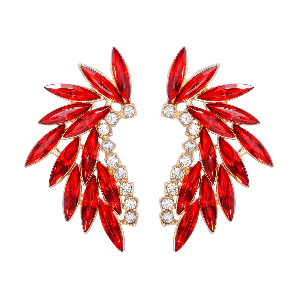 Pendientes De Gota En Forma De Ala De Cristal Rosa