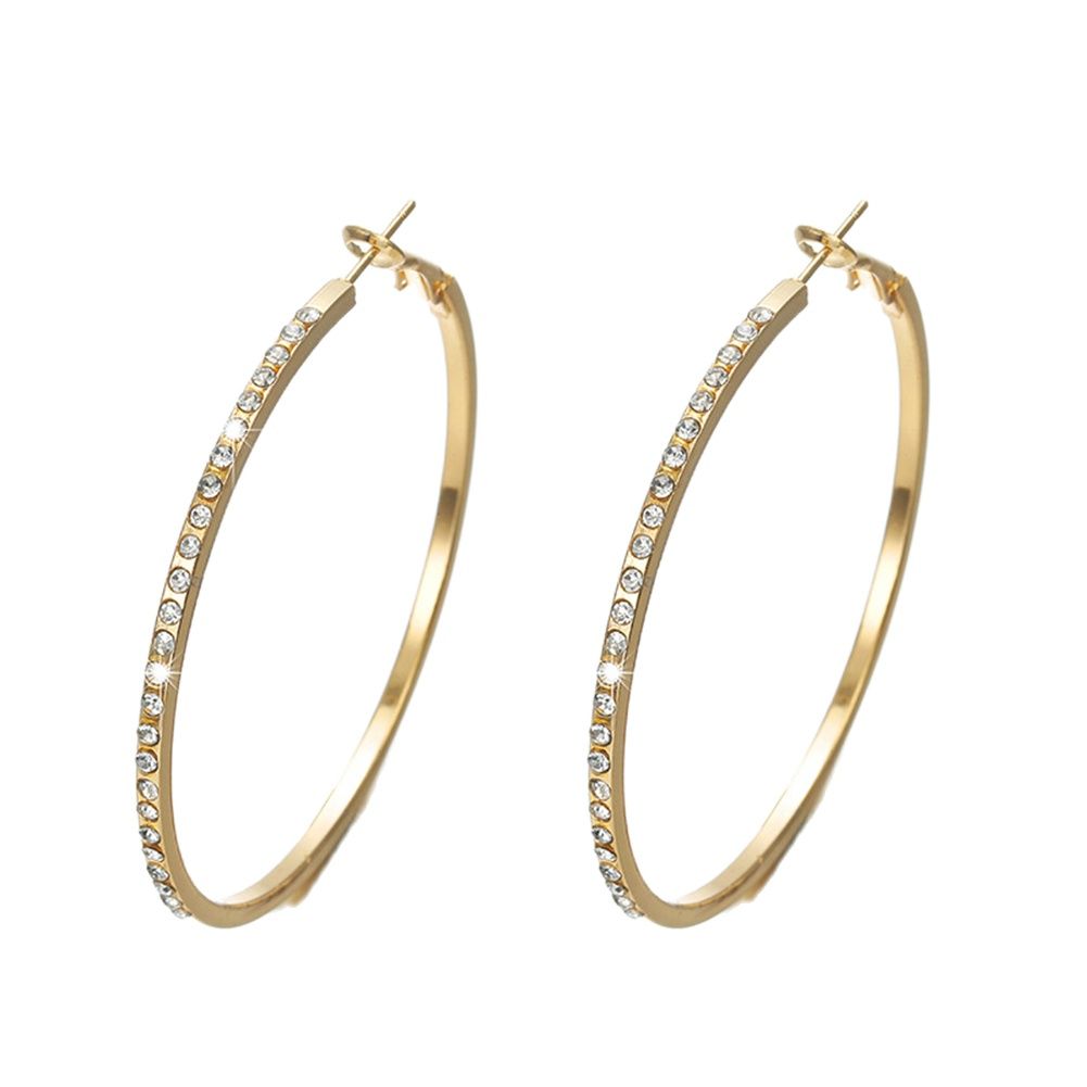 Pendientes De Aro Con Diamantes De Imitación Aretes Circulares 6