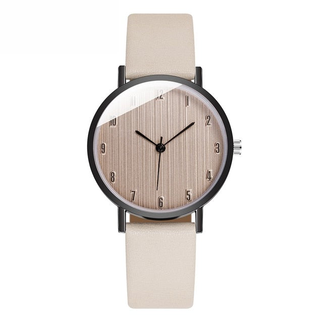 Reloj de pulsera informal para Mujer, relojes de cuarzo con correa de cuero blanco, elegantes y sencillos