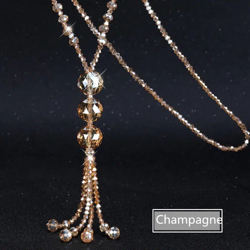 Collar De Hilo De Cuentas De Cristal Brillante