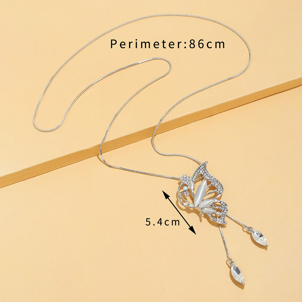 Cadena De Suéter Versátil Collar Largo De Decoración De Tulipán De Ópalo De Temperamento