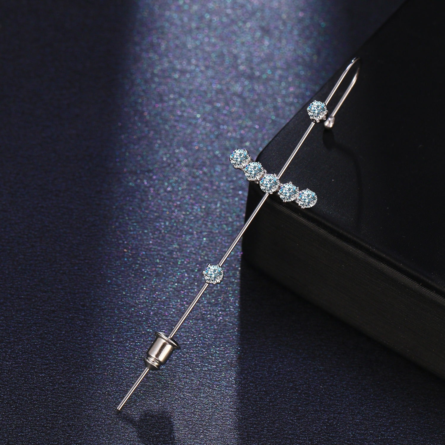 Pendientes De Tuerca De Cristal, Cz Cuff Piercing, Pendientes De Cruz Llamativos