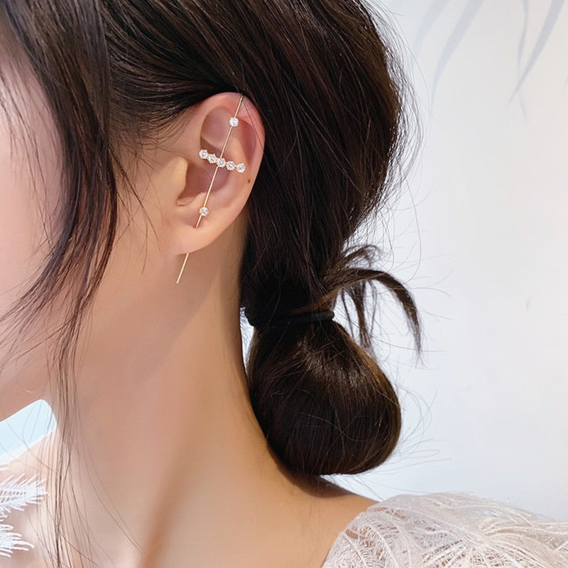 Pendientes De Tuerca De Cristal, Cz Cuff Piercing, Pendientes De Cruz Llamativos