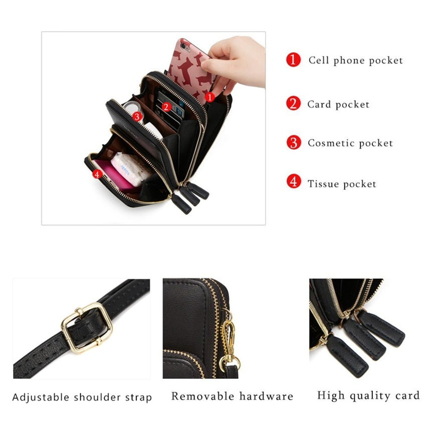 Cartera para uso diario, permite llevar el teléfono móvil y cuenta con portatarjetas, envío directo 4