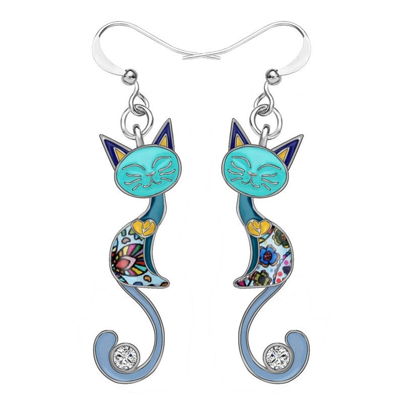 Pendientes Con Colgante De Cristal Aretes Con Forma De Gatito Y Animal