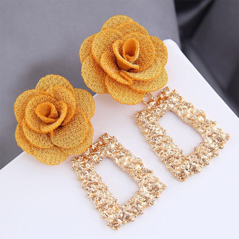 Pendientes Colgantes De Flores Aretes Largos Geométricos