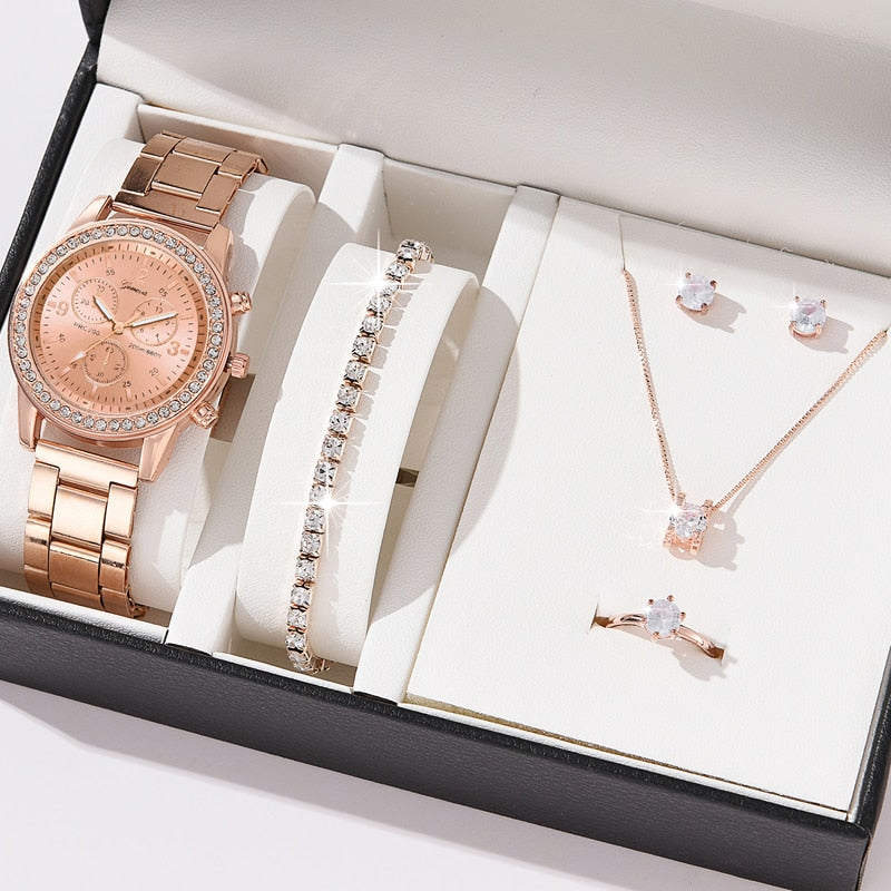 Juego de 6 piezas de reloj de lujo para mujer