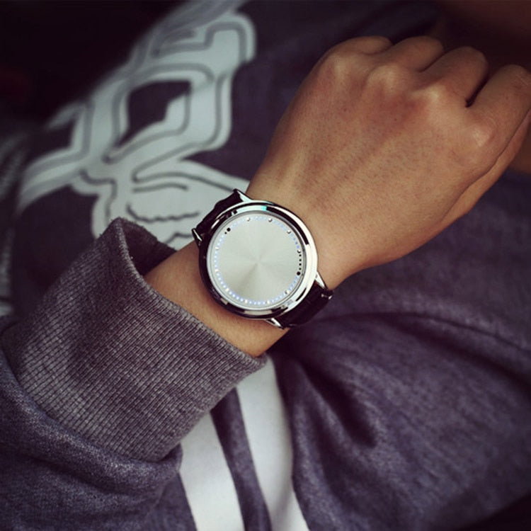 Reloj con pantalla táctil para Hombre, cronógrafo electrónico con luz azul, matriz de puntos