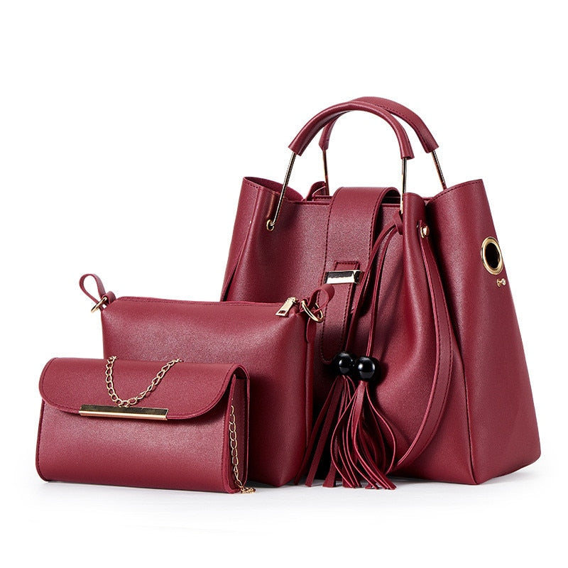 Conjunto de bolsos de piel para mujer