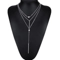 Collar De 3 Capas De Cuentas Colgante De Borla