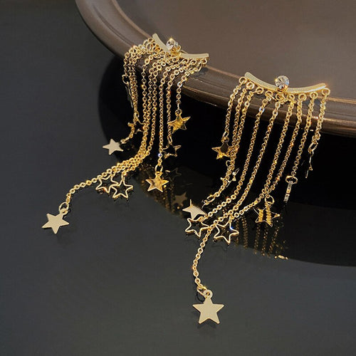 Aretes Colgantes Con Borla De Estrella De Cinco Puntas 2