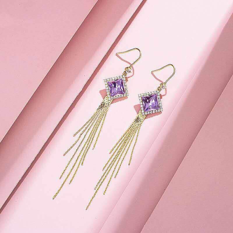 Pendientes De Gota De Borla De Hilo Largo Geométrico, Moda Coreana Joyería Colgante