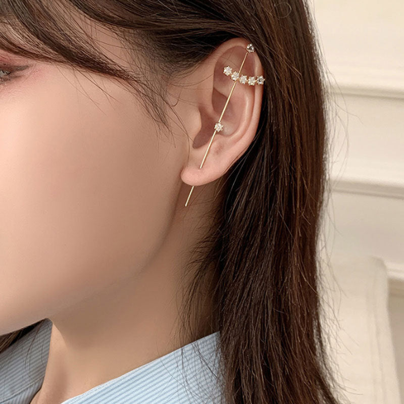 Pendientes De Tuerca De Cristal, Cz Cuff Piercing, Pendientes De Cruz Llamativos