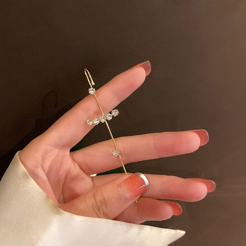 Pendientes De Tuerca De Cristal, Cz Cuff Piercing, Pendientes De Cruz Llamativos