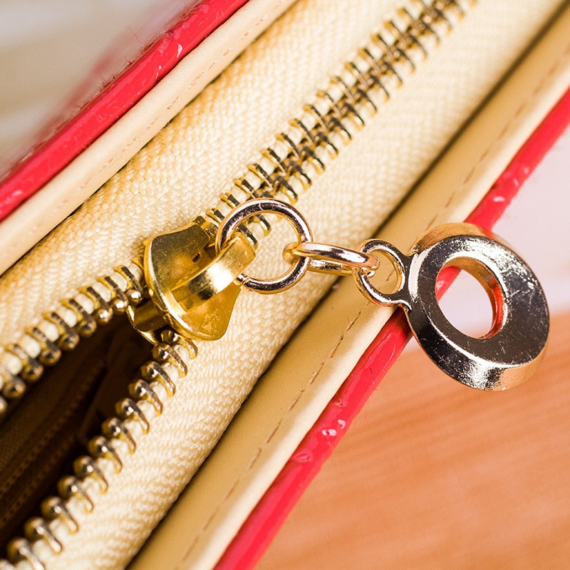Cartera de mujer con cremallera larga, monedero para chicas, Luxary, grande, tarjetero 5