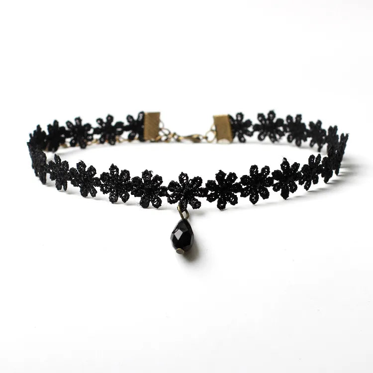 Gargantilla De Terciopelo Negro Gótico Collares De Cuerda De Estilo Gótico