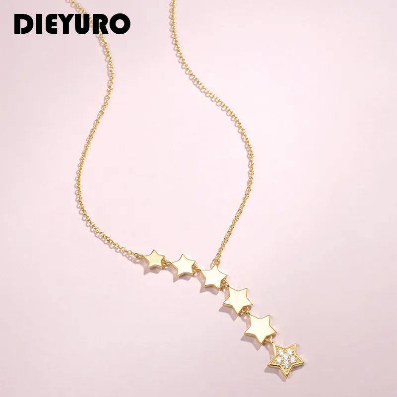 Collar Gargantilla De Cadena De Circonita Con Estrellas 2