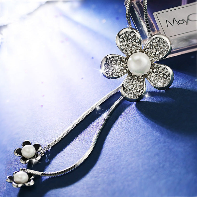 Collar Con Colgante De Cristal Cadena De Suéter De Párrafo Largo