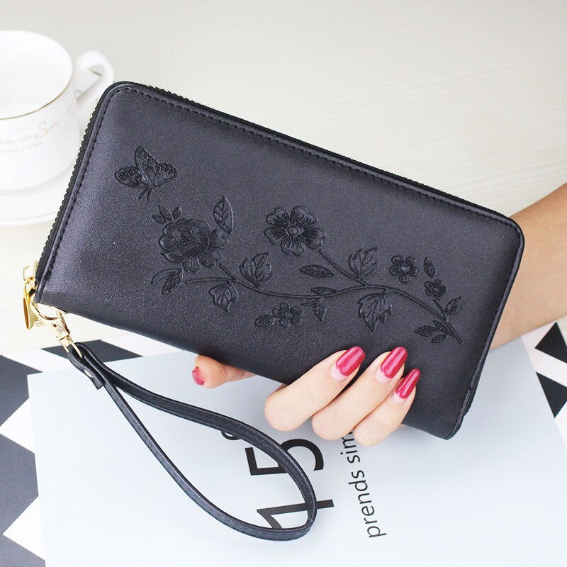Carteras largas de cuero Pu de lujo para mujer