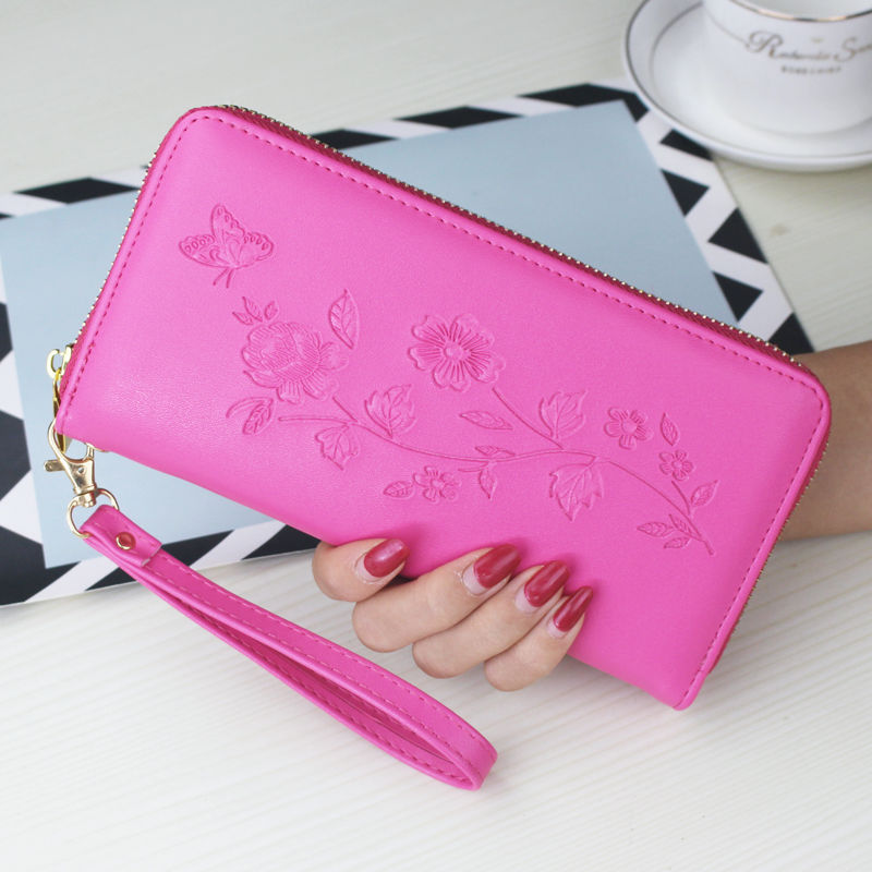 Carteras largas de cuero Pu de lujo para mujer 1