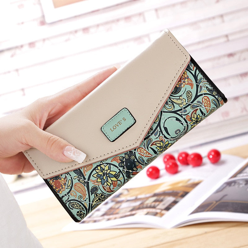 Cartera larga para mujer, monedero de moda