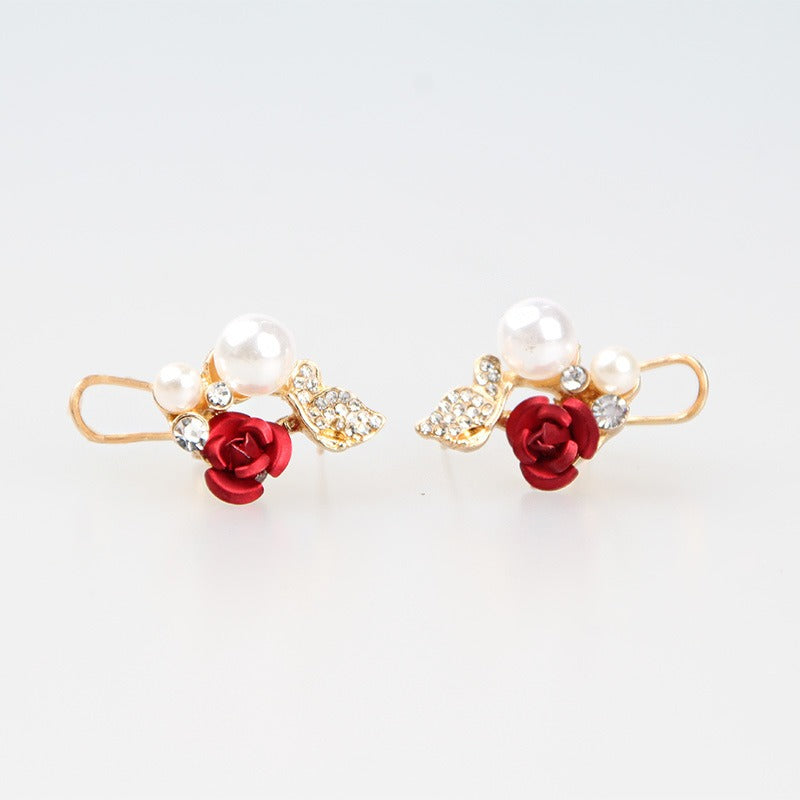 Pendientes De Borla De Flores Rojas Vino Clásico Retro Colgante Largo De Temperamento