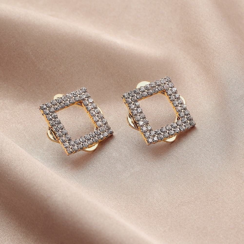 Aretes Geométricos Cuadrados De Circonita Joyería Hipoalergénica