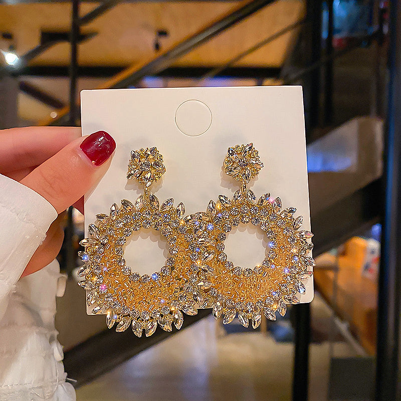 Pendientes De Cristal Coreanos Joyería De Moda, Color Dorado, Diamantes De Imitación