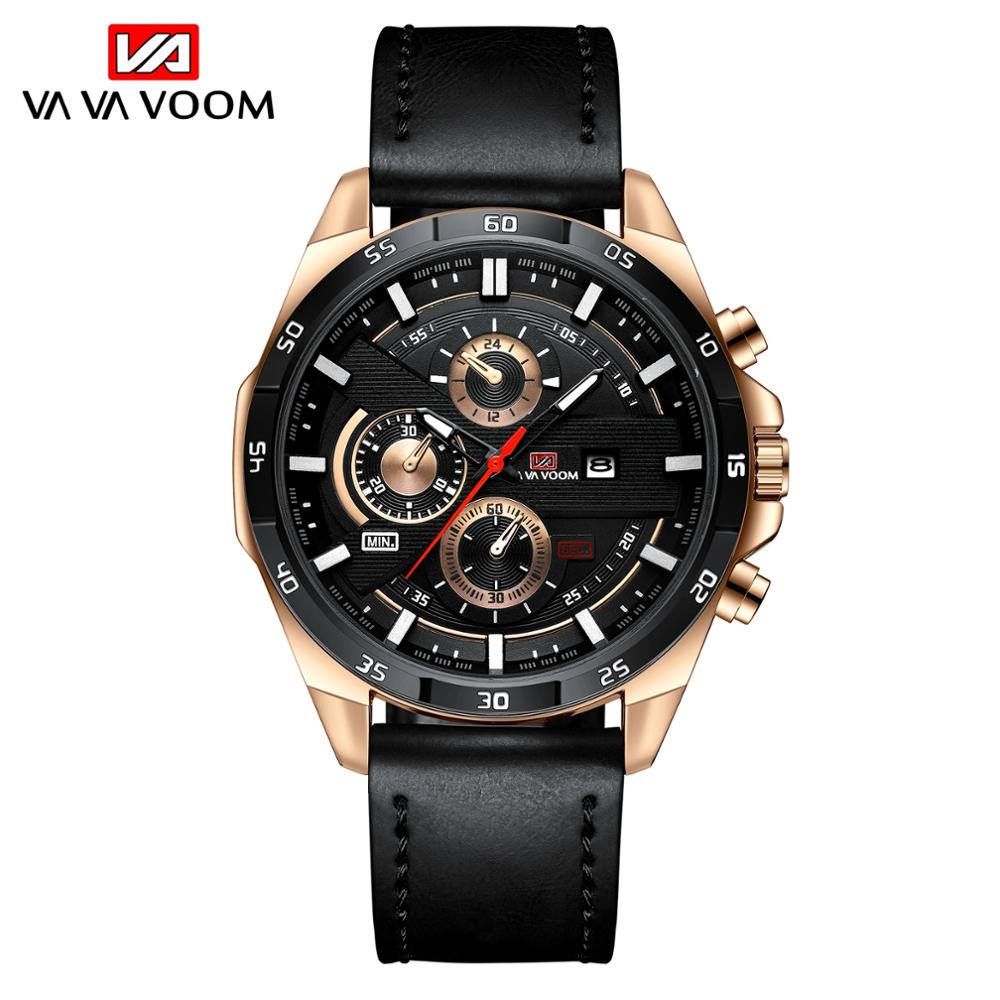 Reloj deportivo de lujo para Hombre, cronógrafo de pulsera de cuero, estilo militar, informal