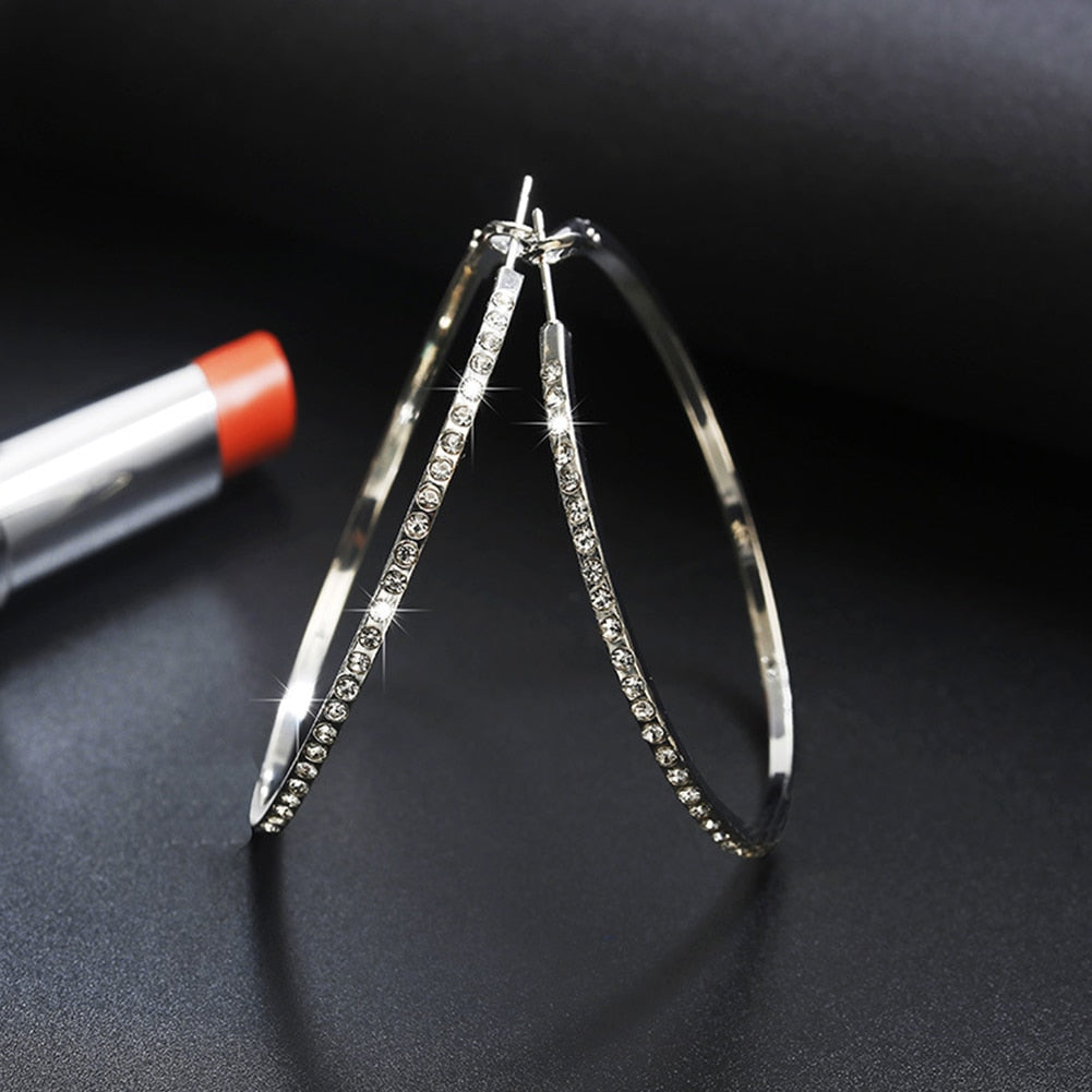 Pendientes De Aro Con Diamantes De Imitación Aretes Circulares 4