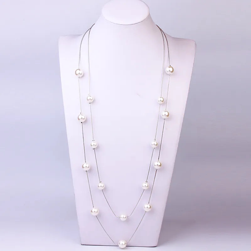 Collares De Cadena De Oro Cadena Larga Con Cuentas De Cristal, Corazón