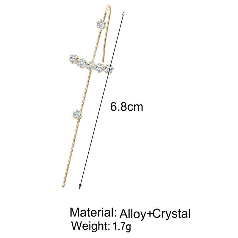 Pendientes De Tuerca De Cristal, Cz Cuff Piercing, Pendientes De Cruz Llamativos