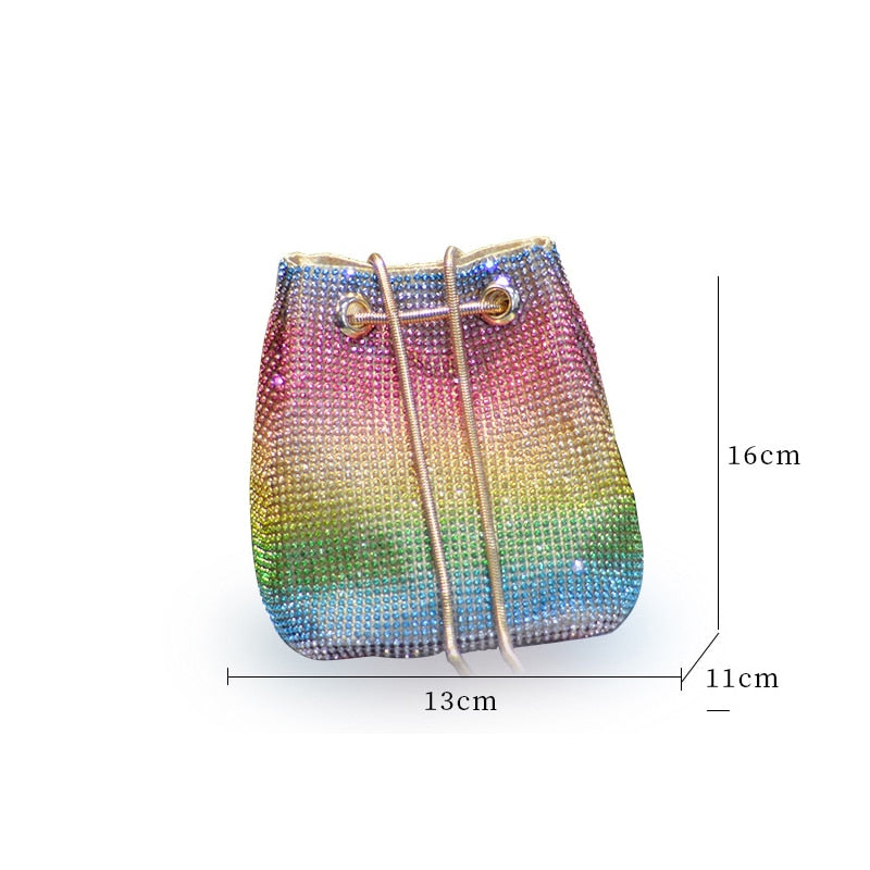 Cartera de mano plateado con diamantes de imitación de cristal 2