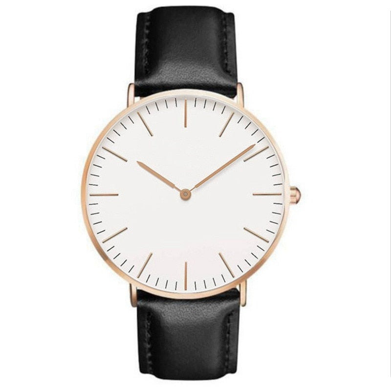 Reloj de cuero de lujo para mujer, pulsera de cuarzo Simple