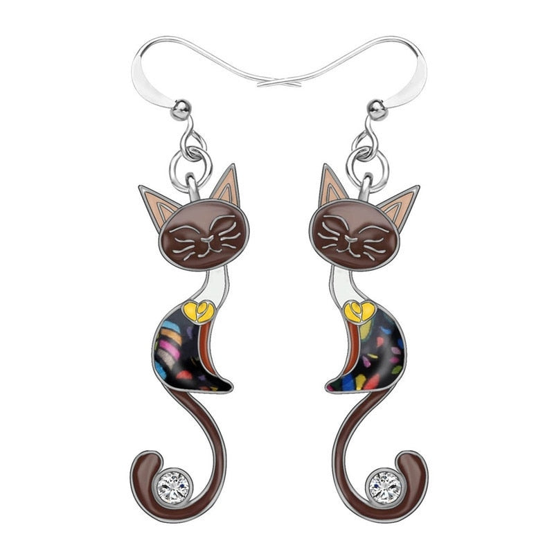Pendientes Con Colgante De Cristal Aretes Con Forma De Gatito Y Animal
