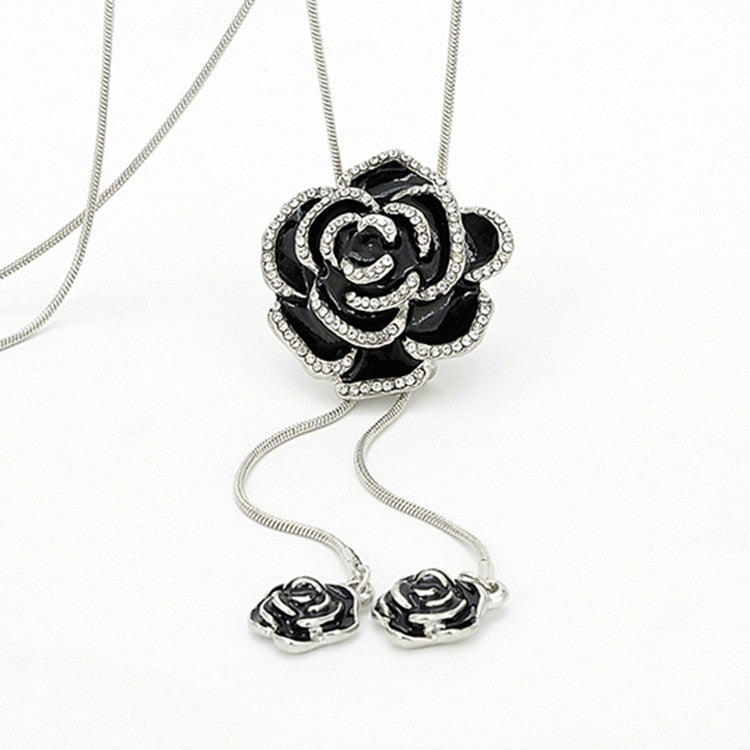Collar Largo Con Forma De Rosa 4
