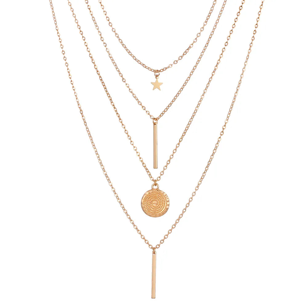 Conjunto De Collar Con Colgante De Metal Gargantilla Gruesa 1