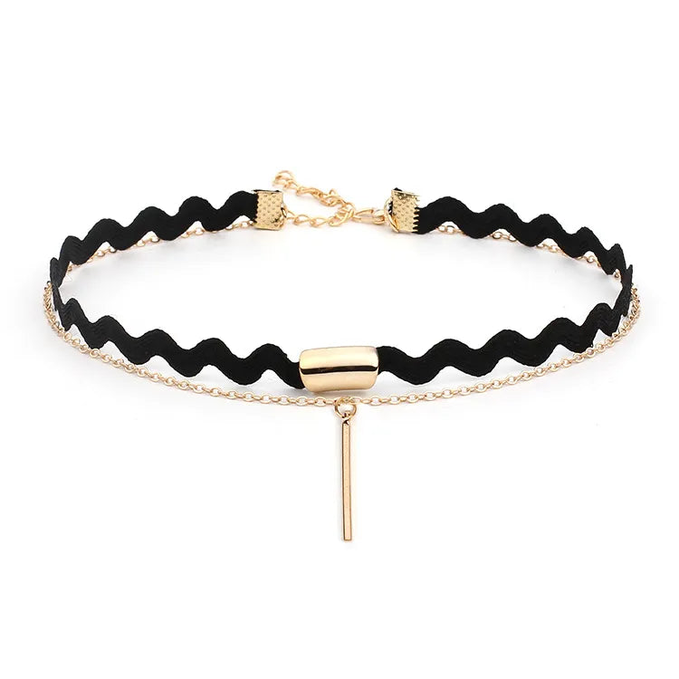 Gargantilla De Terciopelo Negro Gótico Collares De Cuerda De Estilo Gótico